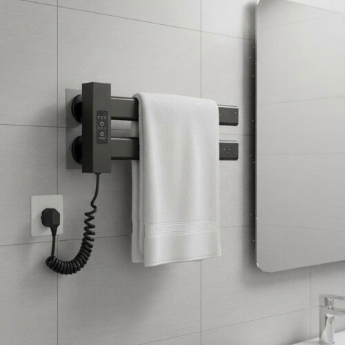 Electric Towel Warmer Smart Heating Rack Fast Installation Quick Warm Black 1