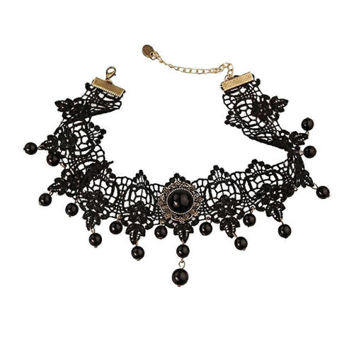Victorian Gothic Witch Black Lace Choker Necklace Adjustable Goth Halloween