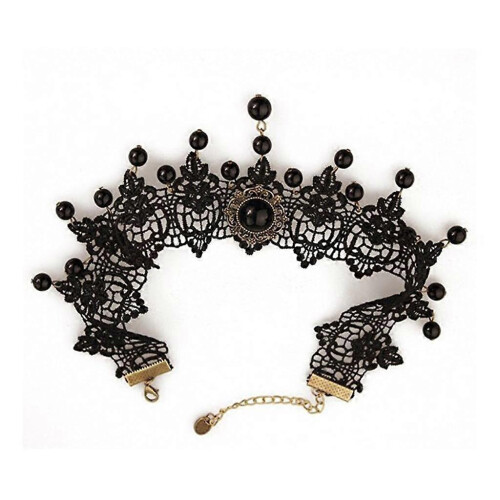Victorian Gothic Witch Black Lace Choker Necklace Adjustable Goth Halloween 1