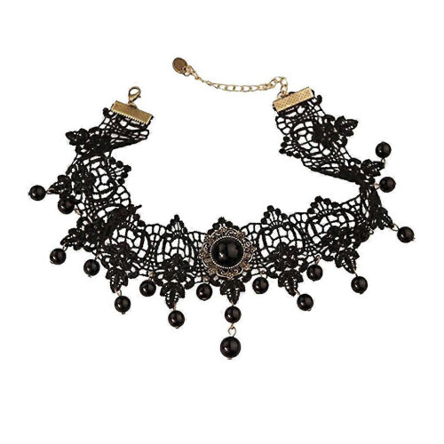 Victorian Gothic Witch Black Lace Choker Necklace Adjustable Goth Halloween 2