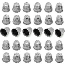 30PCs Silver Toned Vintage Metal Sewing Thimbles for DIY Crafts 19mm x 18mm