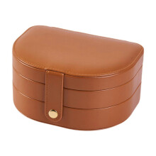 Tragbarer Schmuckorganizer aus PU-Leder, kleine Reiseaufbewahrungsbox, braun
