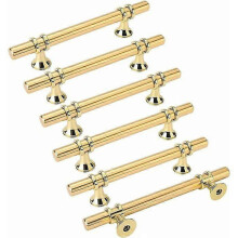 6pc Brass Gold Furniture Handles Kitchen Cabinet Door Knobs Drawer Pulls Center Hole Distance