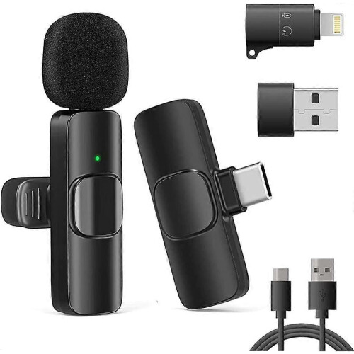Wireless Lavalier Mic Plug&Play iPhone iPad Android PC Laptop YouTube TikTok Live Stream