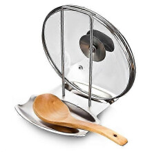1pc Stainless Steel Pot Cover Rack Kitchen Storage Tray Spoon Holder Tabletop Organizer