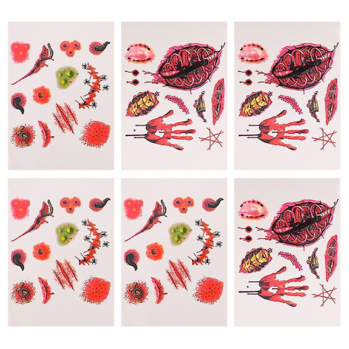 6 Sheets Realistic Fake Scar Sticker Halloween Props