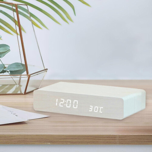 Wireless Charging LED Display Alarm Clock for Home Bar Table Decor White 1
