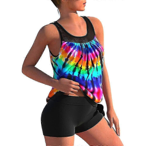 Completo tankini da donna, canotta e pantaloncini, costume da bagno da spiaggia multicolore L 1