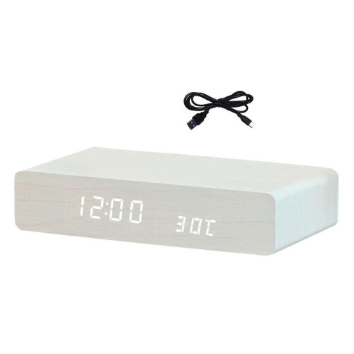 Wireless Charging LED Display Alarm Clock for Home Bar Table Decor White 2