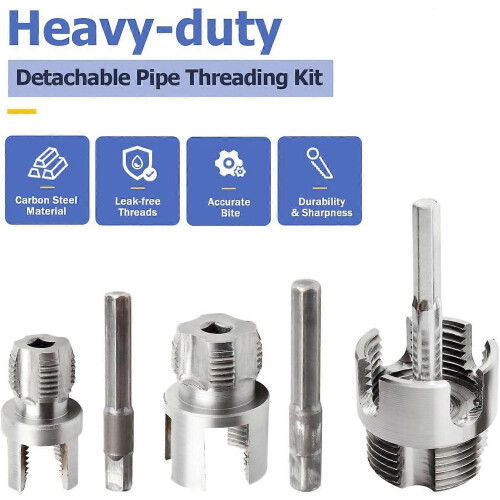 Mesee 3Pcs Dual-Function Pipe Threading Kit Internal External Quick Change 1/2 3/4 & 1 PVC 2