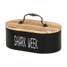 Ovale Aufbewahrungsbox aus Holz für Schreibtisch und Schreibtisch, Mehrzweck-Schmuckkästchen, schwarz A