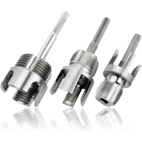 Mesee 3Pcs Dual-Function Pipe Threading Kit Internal External Quick Change 1/2 3/4 & 1 PVC