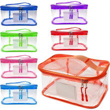 6 Pack Clear PVC Zipper Storage Bags Waterproof with Name Tag for Toy Travel Toiletry