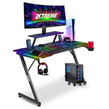 Olsen & Smith Compact Gaming Desk 120x60 Carbon Fibre Effect & RGB Lights