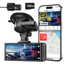 REDTIGER 4K Dash Cam Front and Rear, 3.18'' Touch Screen, Voice Control