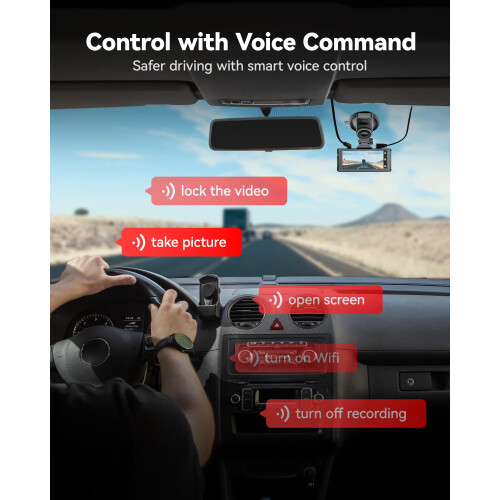 REDTIGER 4K Dash Cam Front and Rear, 3.18'' Touch Screen, Voice Control 2
