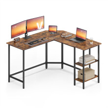 VASAGLE Computer Desk, L-Shaped Corner Desk, 130 x 130 x 76 cm, Gaming Desk, Workstation with 2 Storage Shelves for Home Office, Space-Saving, Easy to