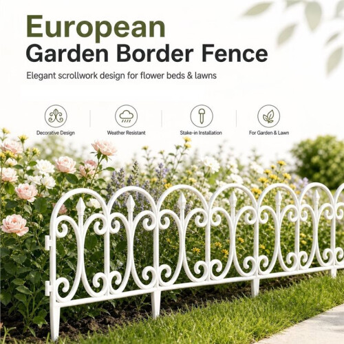 6 Pack Plastic Garden Fence Edging Border Modular Interlocking Plastic Fence Panels Black 1