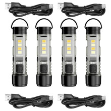 4Pc LED Keychain Flashlight USB Rechargeable, Magnetic Super Bright Emergency Warning Light for Outdoor