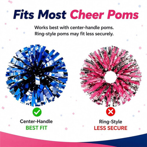 4pc Cheer Pom Pom Holder for Backpack, Pom Pom Holder Hanger with Snap Button for Cheer Bag, Keeps Poms 2