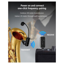 2.4G Draadloze Saxofoonmicrofoon - Plug &  Lavalier-Microfoon voor Saxofoon, Hoorn, Trompet en Blaasinstrumenten