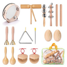 Ensemble de 10 Instruments de Musique Portables en Bois pour Enfants, Comprenant des Percussions et des Lumières