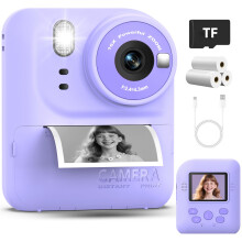 Okaloka Kids Instant Print Camera Toys,1080P HD Toddler Digital Video Camera,Christmas Birthday Gifts for Girls Boys - TF Card Included (Purple)