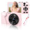 4K Digital Camera with Front Rear Lens, Autofocus 64MP, Metal Shell, Pink 1
