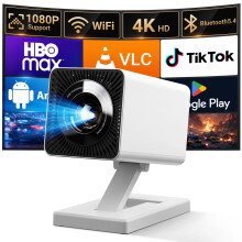 Mini Projector for Bedroom Portable with WiFi 6 and Bluetooth 5.4 Built-in Apps 1080P 4K Support Movie Auto Keystone Ceiling Projector