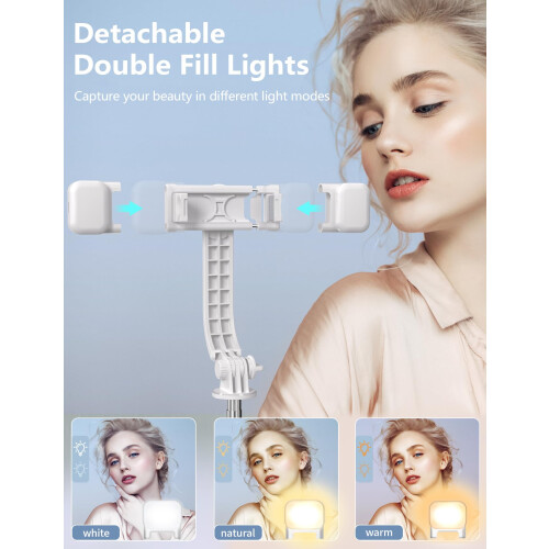 Selfie Stick Tripod for iPhone - 2 Rechargeable Fill Lights 1