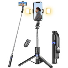 Selfie Stick with 2 Fill Lights, 45'' All-in-One Smartphone Tripod Stand