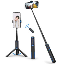 ATUMTEK Selfie Stick Tripod, 3-in-1 Extendable Aluminum Phone Tripod with Detachable Bluetooth Remote, Compatible with iPhone 17/16/15/14/13/12/11/11