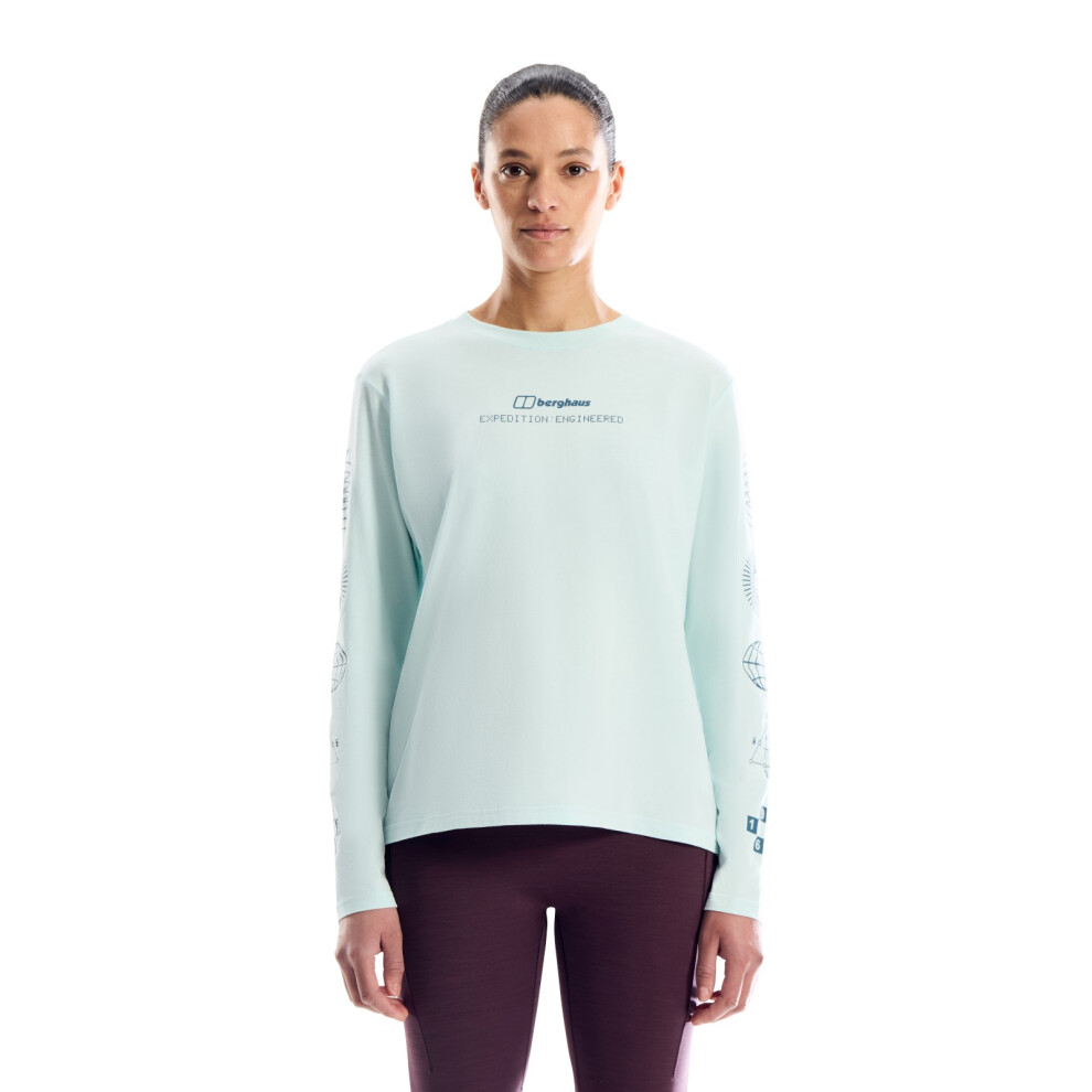 Berghaus Women's Exped Essential Long Sleeve T-Shirt in Green Size 14 Cotton Crew Neck Top - Image 3