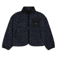 (XS, Charcoal Grey) Vans Womens High Pile Animal Print Full Zip Fleece
