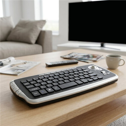 2.4GHz Wireless Keyboard with Trackball Mouse Scroll Wheel Remote Control for Android TV BOX  TV PC Notebook Silver 1