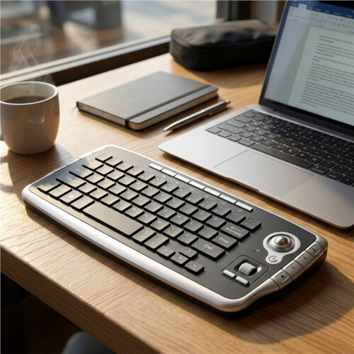 2.4GHz Wireless Keyboard with Trackball Mouse Scroll Wheel Remote Control for Android TV BOX  TV PC Notebook Silver 2