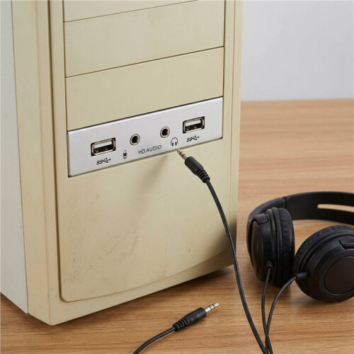 2 Port USB 2.0 HUB Splitter 3.5In Floppy Bay HD Audio 3.5mm Earphone Jack Front Panel Rack for Computer PC Silver White 2