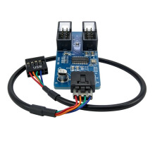 9Pin USB Splitter Expansion Card Male 1 to 2 Female Adapter Riser Board USB2.0 HUB for Desktop Motherboard Header