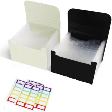 Confezione da 2 Portadocumenti Formato A6 con Divisori e 13 Tasche Espandibili per Ricette, Coupon e Adesivi.