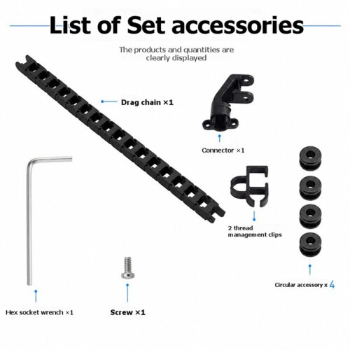 Drag Chain Cable Chain Kit for  X2D 3D Printer Wear Resistant Cable Protection Organized Wire Routing 1
