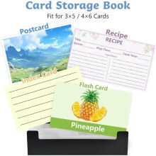 2 Pack A6 File Case Flashcard Notecard Container with Dividers and 13 Expandable Pockets for Recipe Coupon Stickers