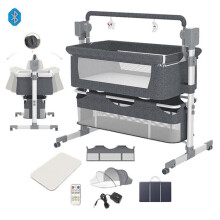 Lit bébé - Elektrisches Co-Sleeping - Magic ZC - Unterstützungsrahmen aus Legierung Großer Korb Moskitonetz Bis zu 80kg 0-2 Jahre 6 Geschenke Grau
