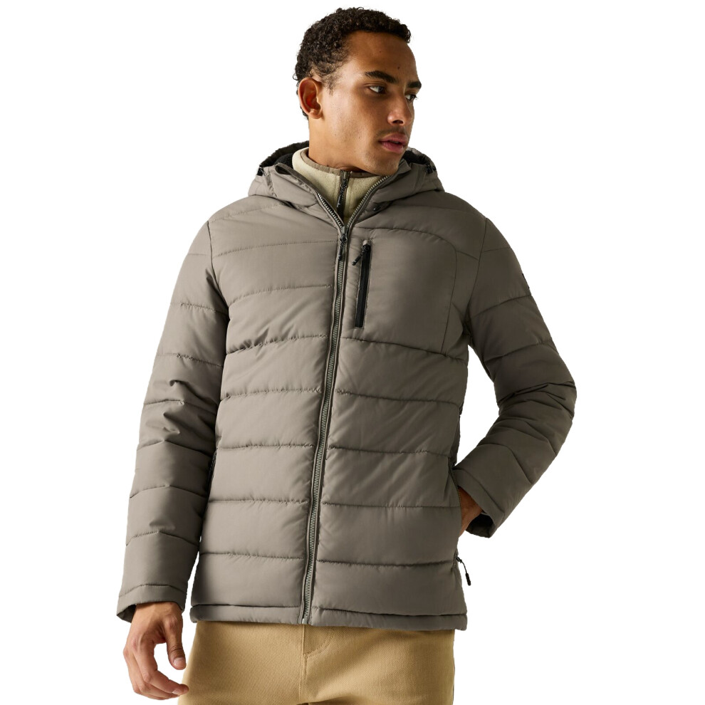 Regatta Mens Frankie Padded Quilted Hooded Jacket - Smokey Olive - Image 4