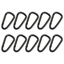 10 Pcs Black D Shaped Aluminum Alloy Carabiner Hook Keychain