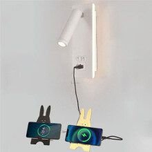 Innovative LED Black and White Rotatable Wall Lamp with USB Port Bedroom Bedside Reading Lamp Wall Lamp A White Light