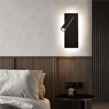 Lampe Murale LED Innovante Noire et Blanche Rotative avec Port USB, Lampe de Chevet pour la Lecture, A Lumière Neutre