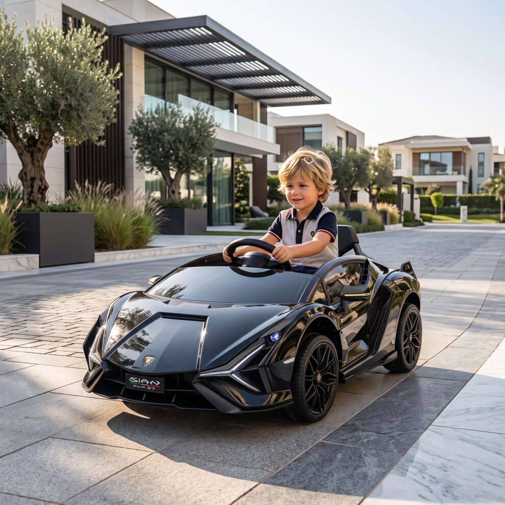 Homcom Lamborghini Sian 12V Electric Car For Kids W/ Remote Control, Black - Image 2