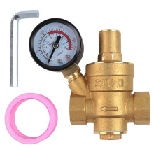 Water Pressure Regulator 1/2 Inch with Gauge, Hardness Brass, Adjustable Water Pressure Reducing Valve Water