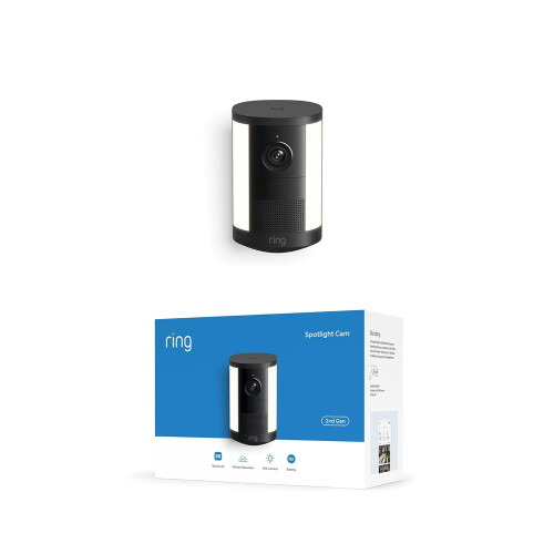 Ring Ring Spotlight Cam Black 2nd Gen Battery Wide-Angle Retinal 2K Video