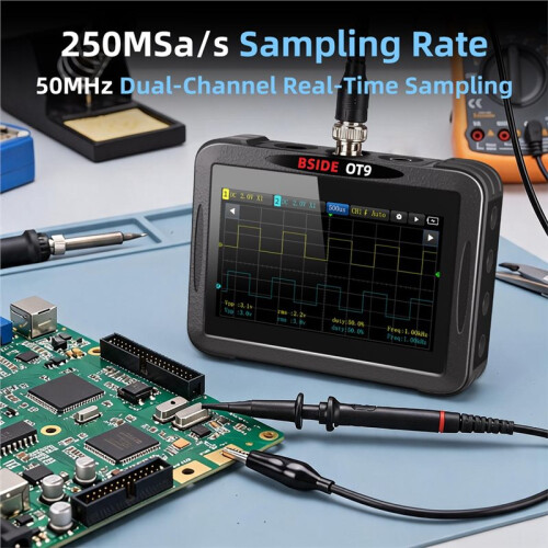 BSIDE OT9 Handheld Oscilloscope Multimeter,2 Channels 20000 Counts Digital Multimeter Data Recorder DDS Signal Generator 1